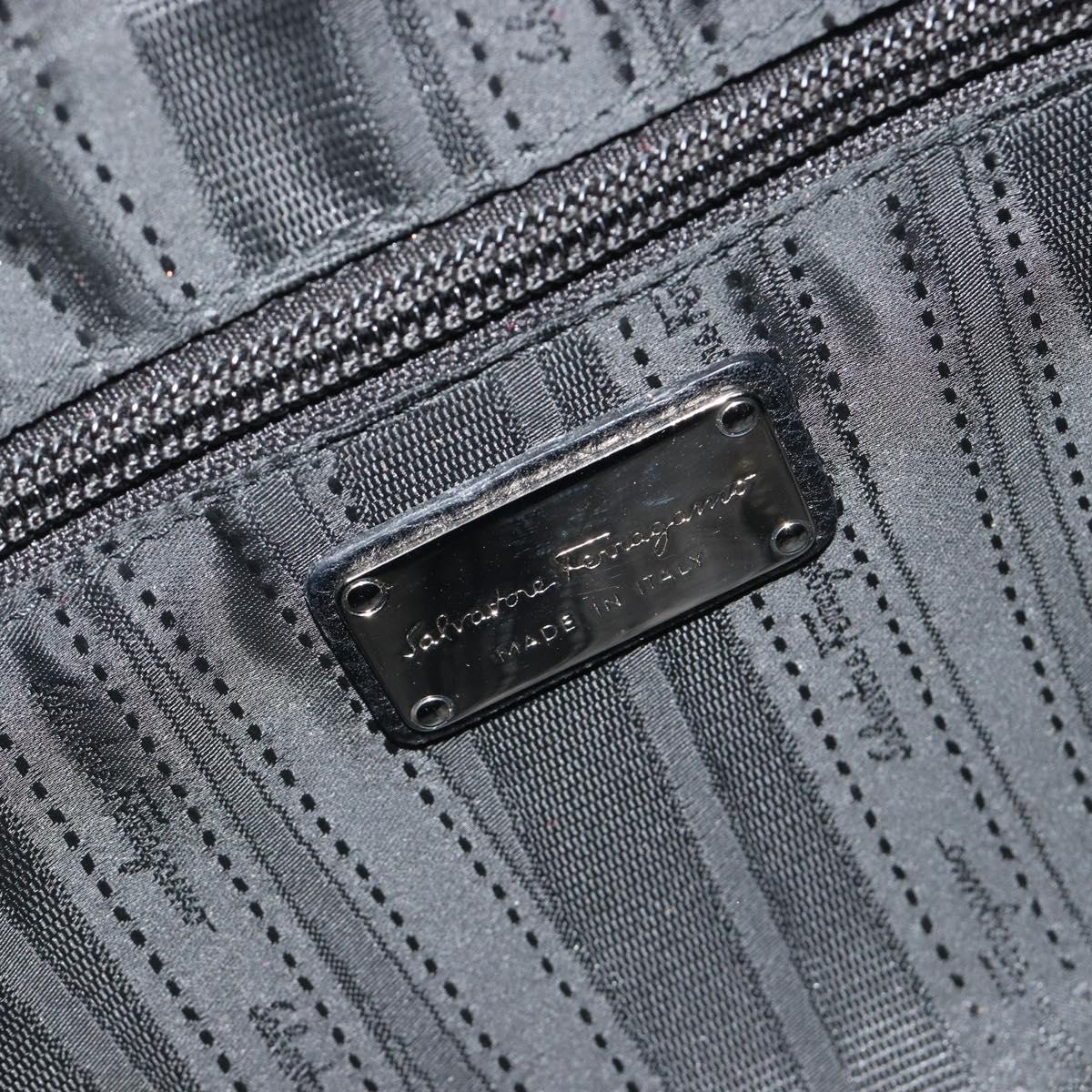 Salvatore Ferragamo Gancini Hand Bag Leather Black Silver Auth 195444V