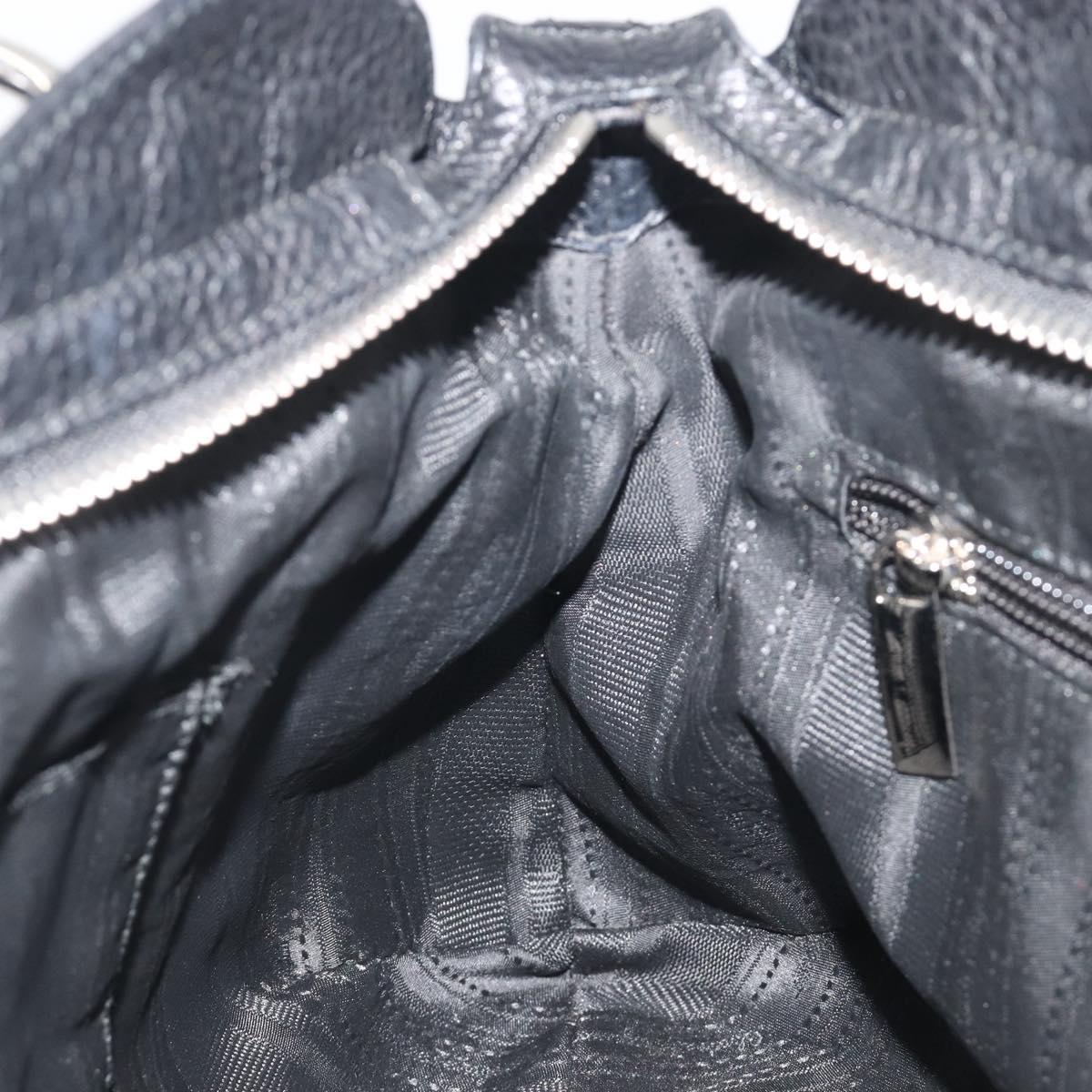 Salvatore Ferragamo Gancini Hand Bag Leather Black Silver Auth 195444V