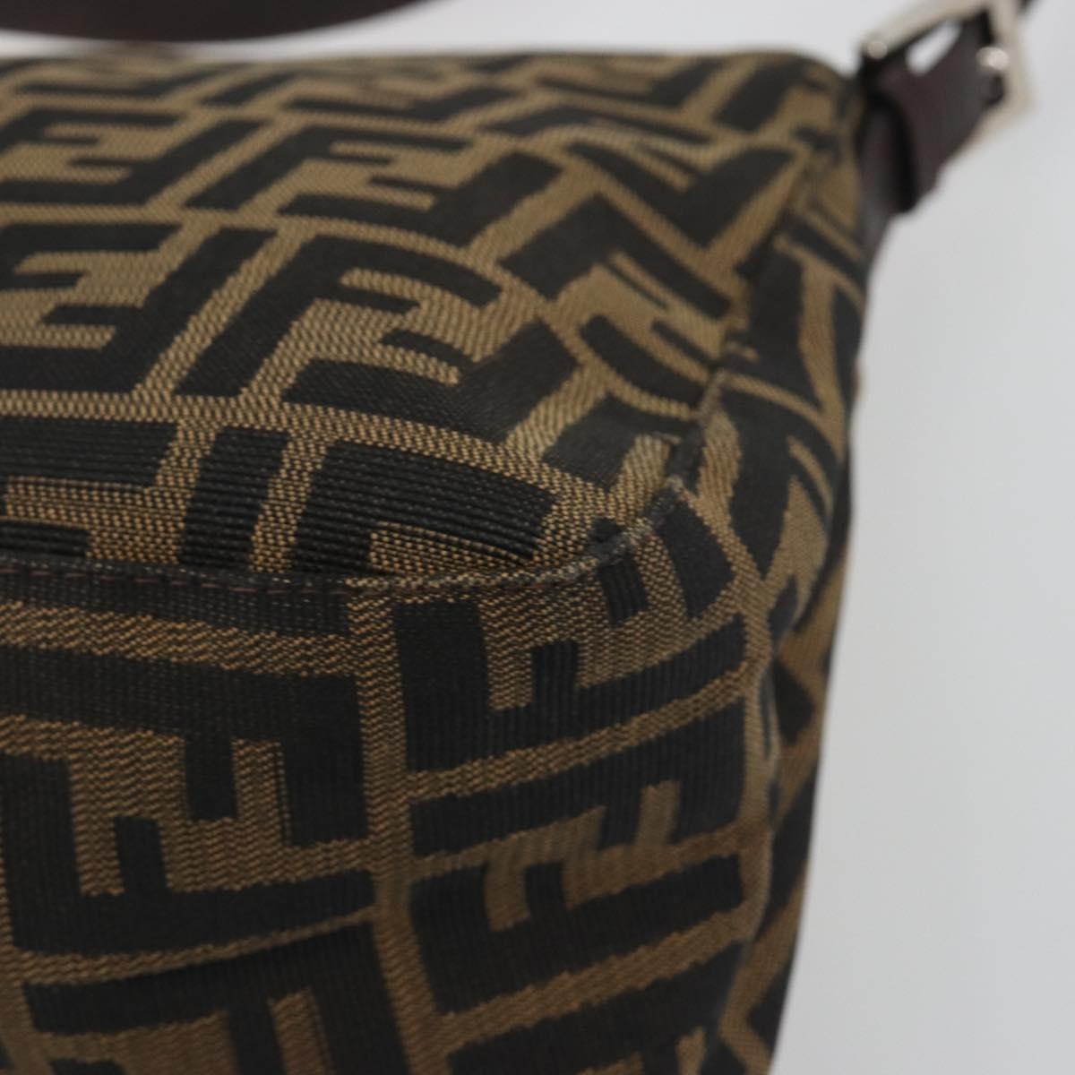 FENDI Zucca Canvas Mamma Baguette Shoulder Bag Brown Silver Auth 195445V