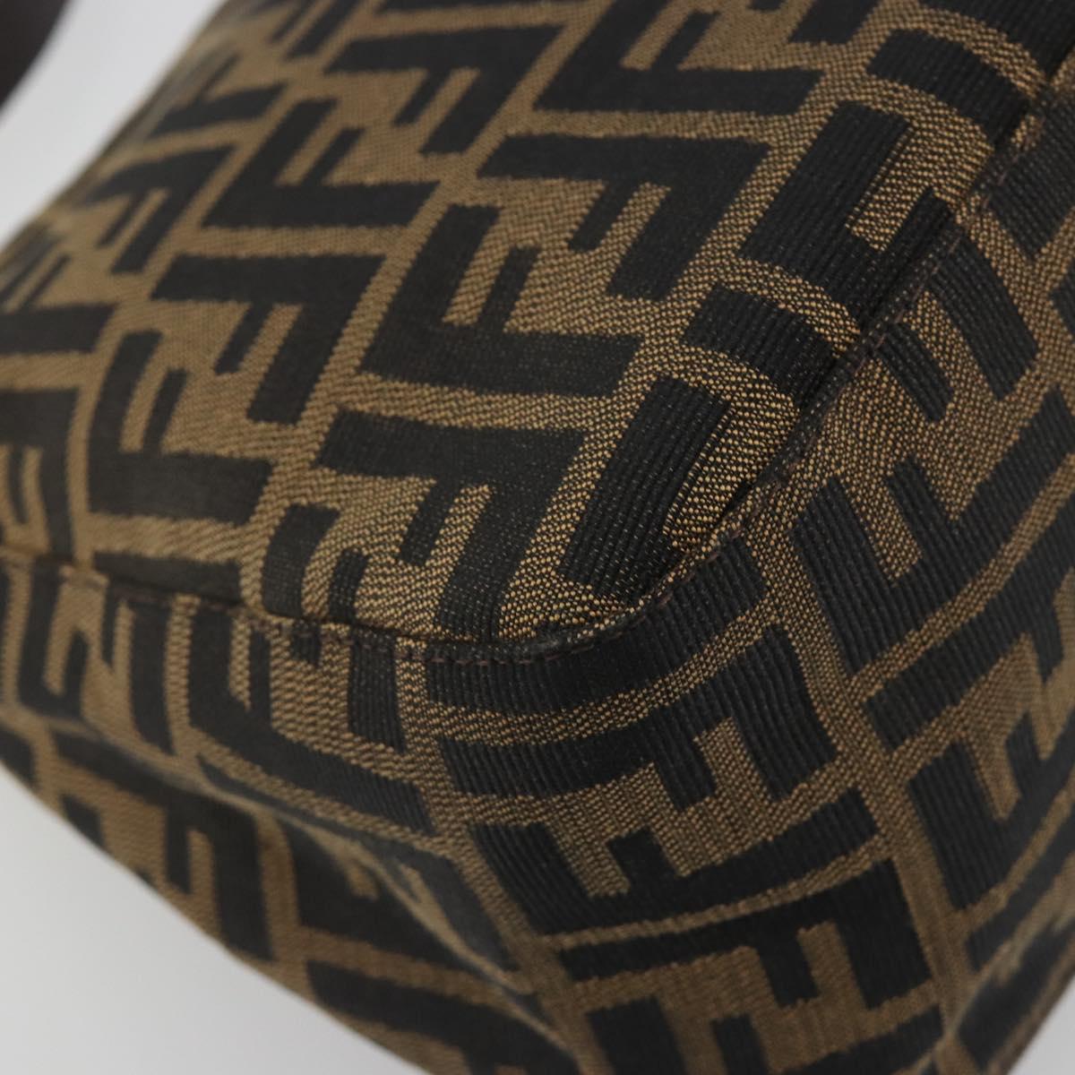 FENDI Zucca Canvas Mamma Baguette Shoulder Bag Brown Silver Auth 195445V