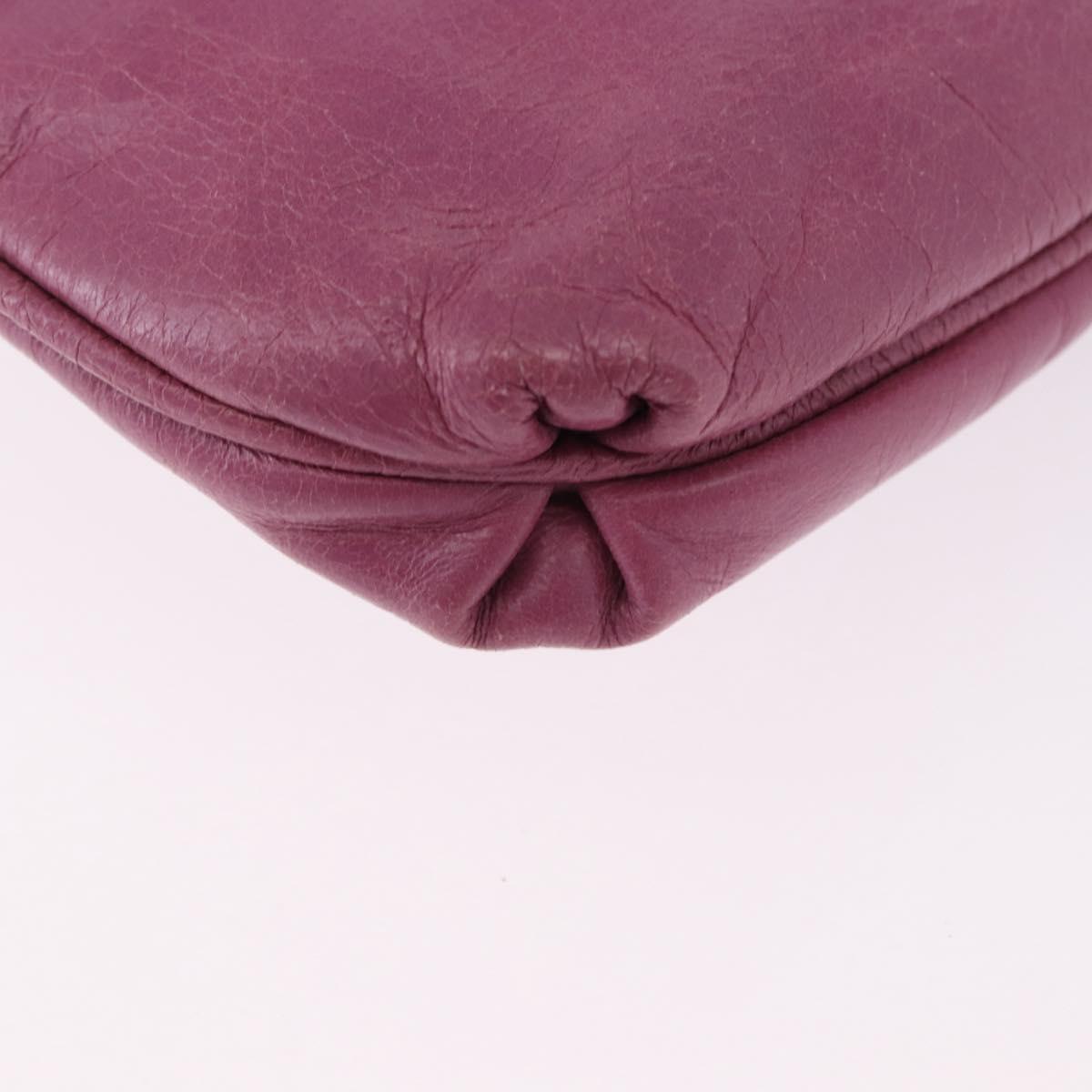 Miu Miu Pouch Leather Pink Gold Tone Auth 195447A