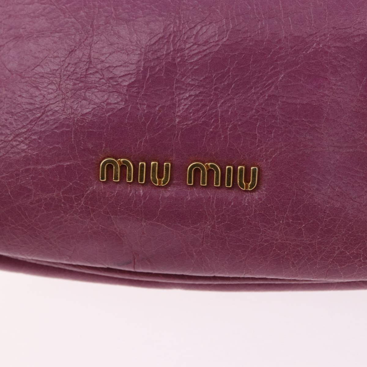 Miu Miu Pouch Leather Pink Gold Tone Auth 195447A