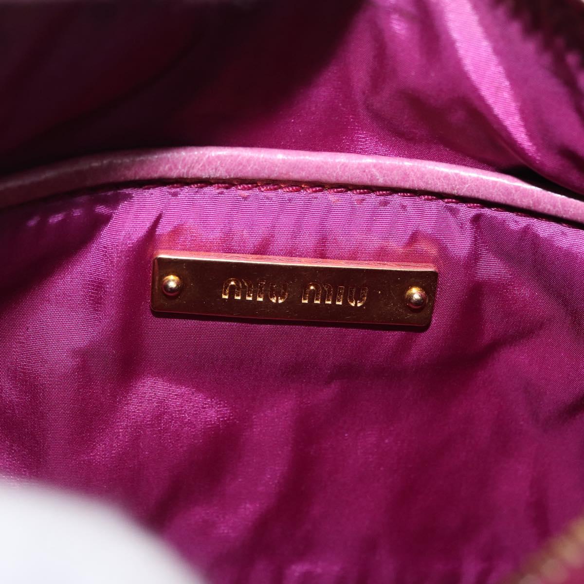 Miu Miu Pouch Leather Pink Gold Tone Auth 195447A