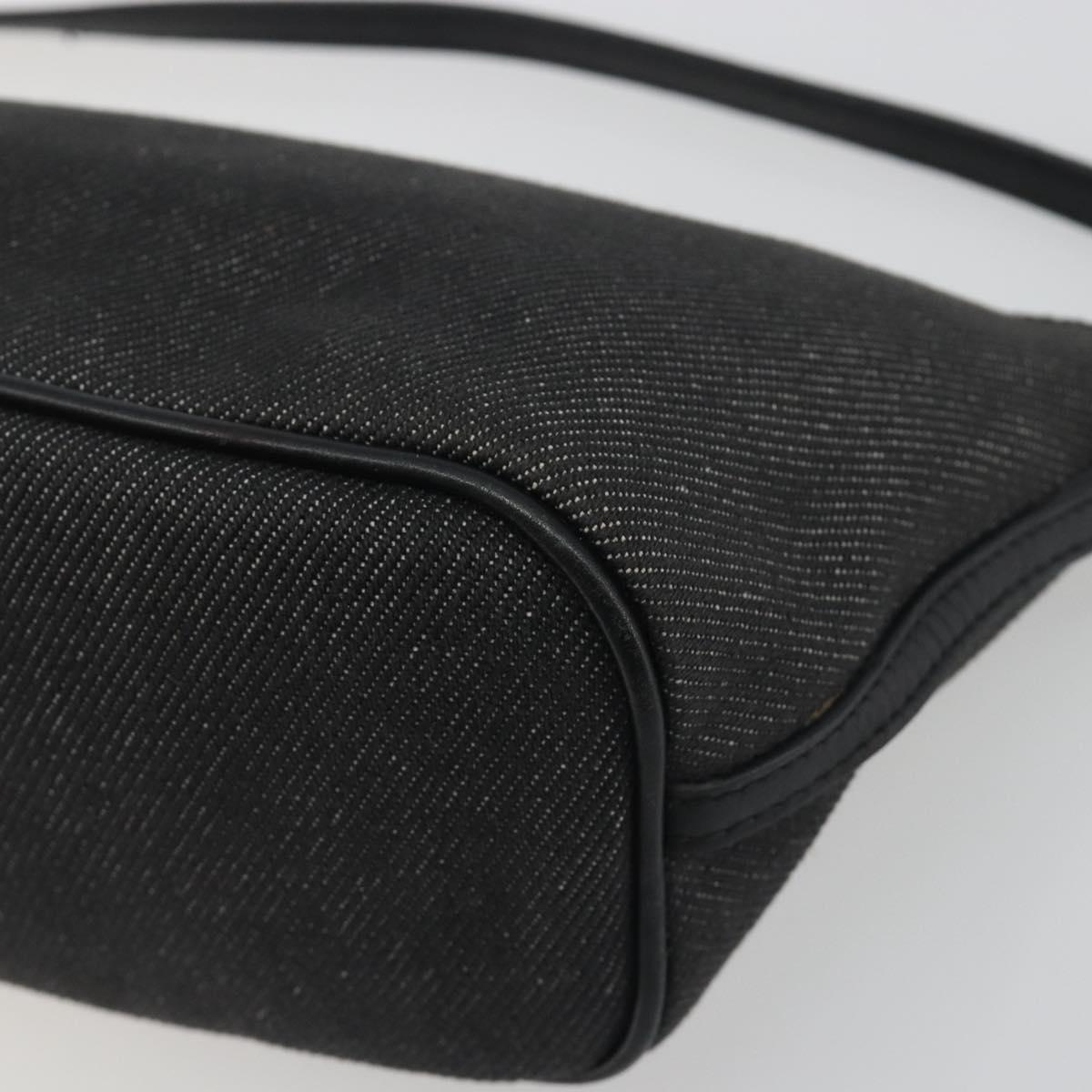 GUCCI Accessory Pouch Canvas Black Silver 07198 Auth 195449
