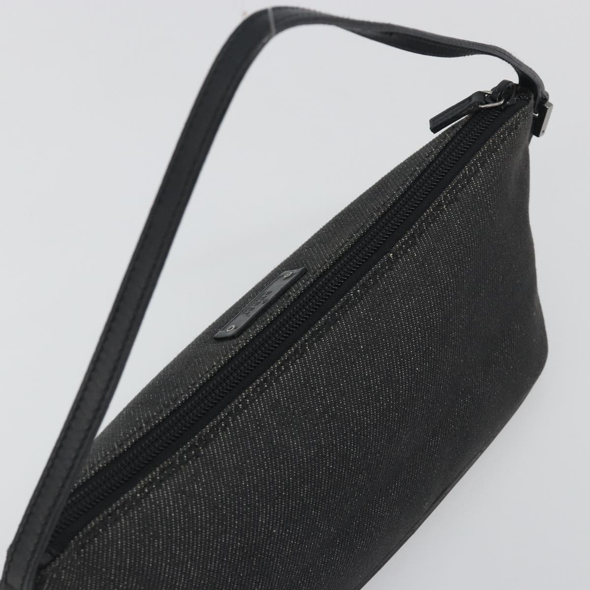 GUCCI Accessory Pouch Canvas Black Silver 07198 Auth 195449