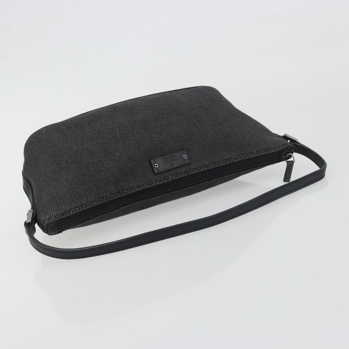 GUCCI Accessory Pouch Canvas Black Silver 07198 Auth 195449