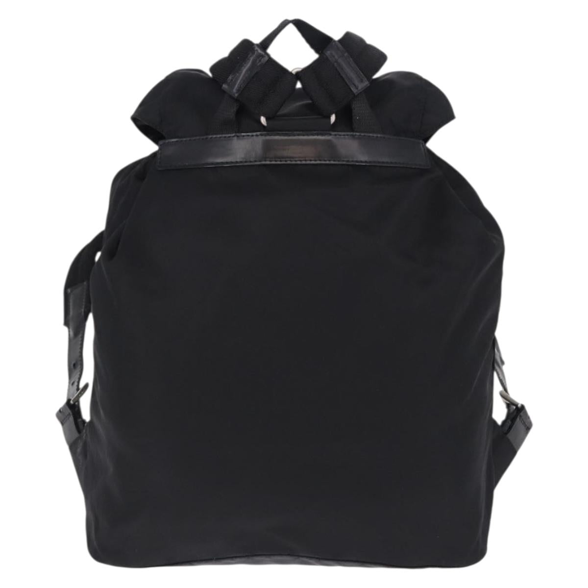 PRADA Backpack Nylon Black Silver Auth 195451A