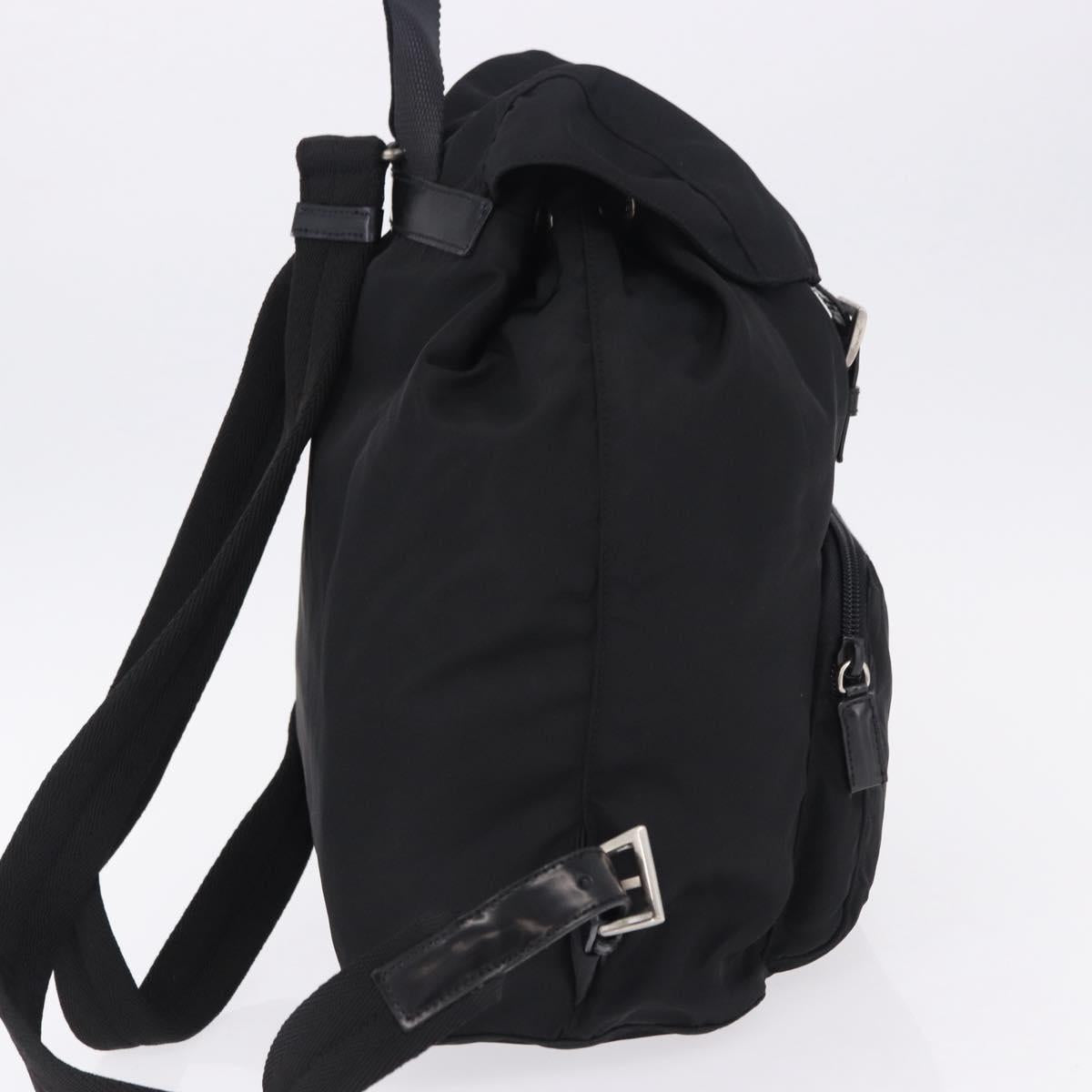 PRADA Backpack Nylon Black Silver Auth 195451A