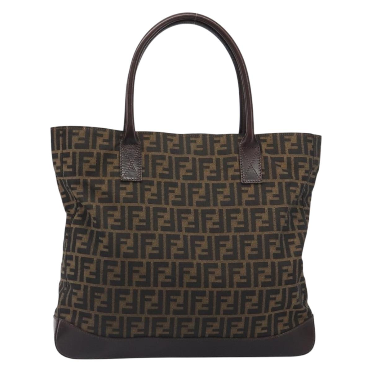 FENDI Zucca Canvas Tote Bag Brown Auth 195452V