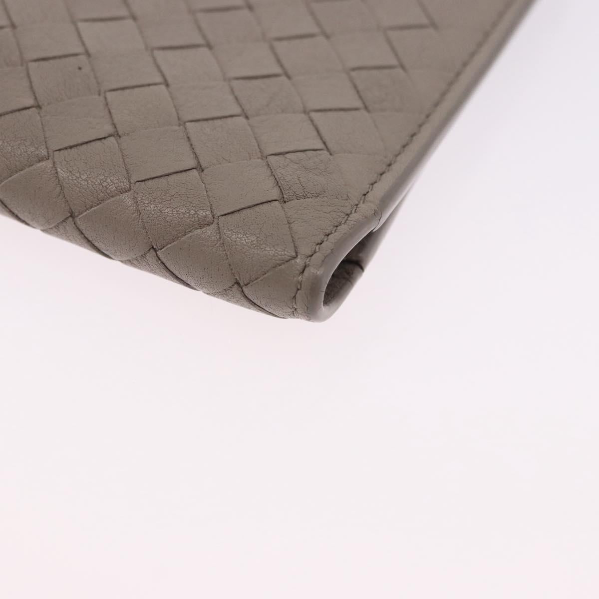 BOTTEGA VENETA INTRECCIATO Wallet Leather Gray Auth 195454A