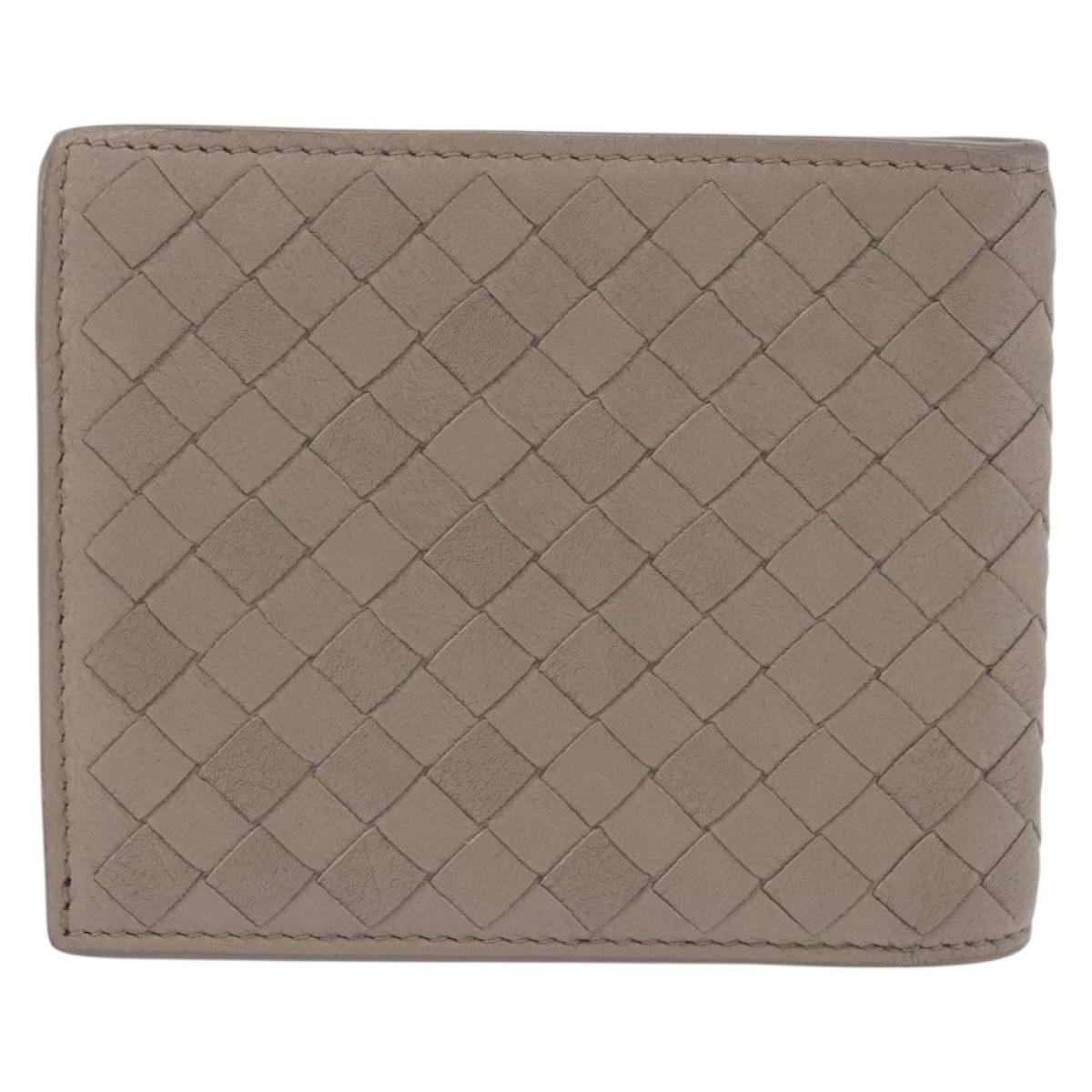 BOTTEGA VENETA INTRECCIATO Wallet Leather Gray Auth 195454A