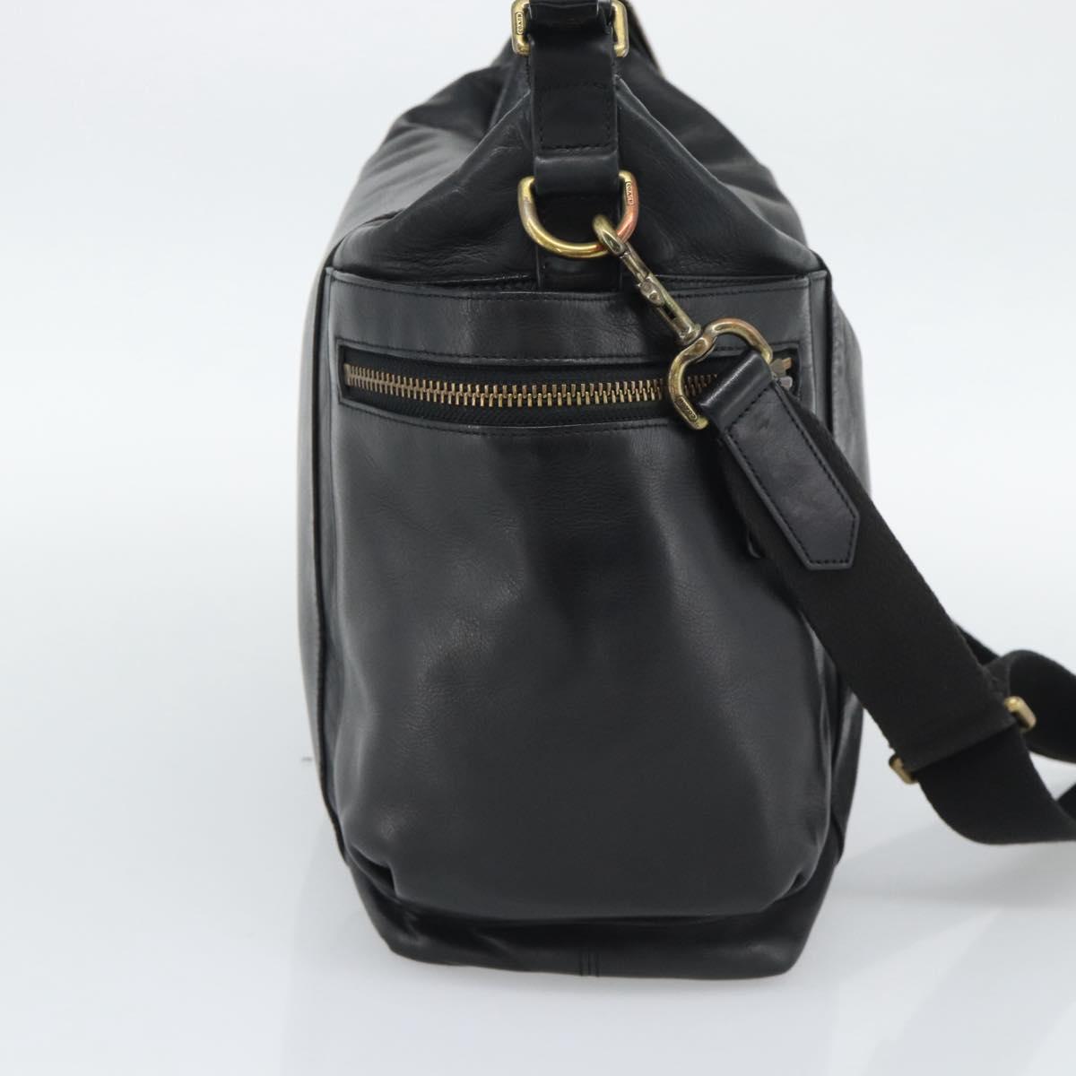 Coach Shoulder Bag Leather 2way Black Gold Tone Auth 195478A