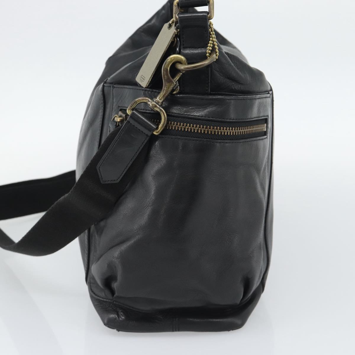 Coach Shoulder Bag Leather 2way Black Gold Tone Auth 195478A