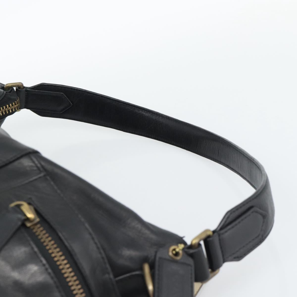 Coach Shoulder Bag Leather 2way Black Gold Tone Auth 195478A