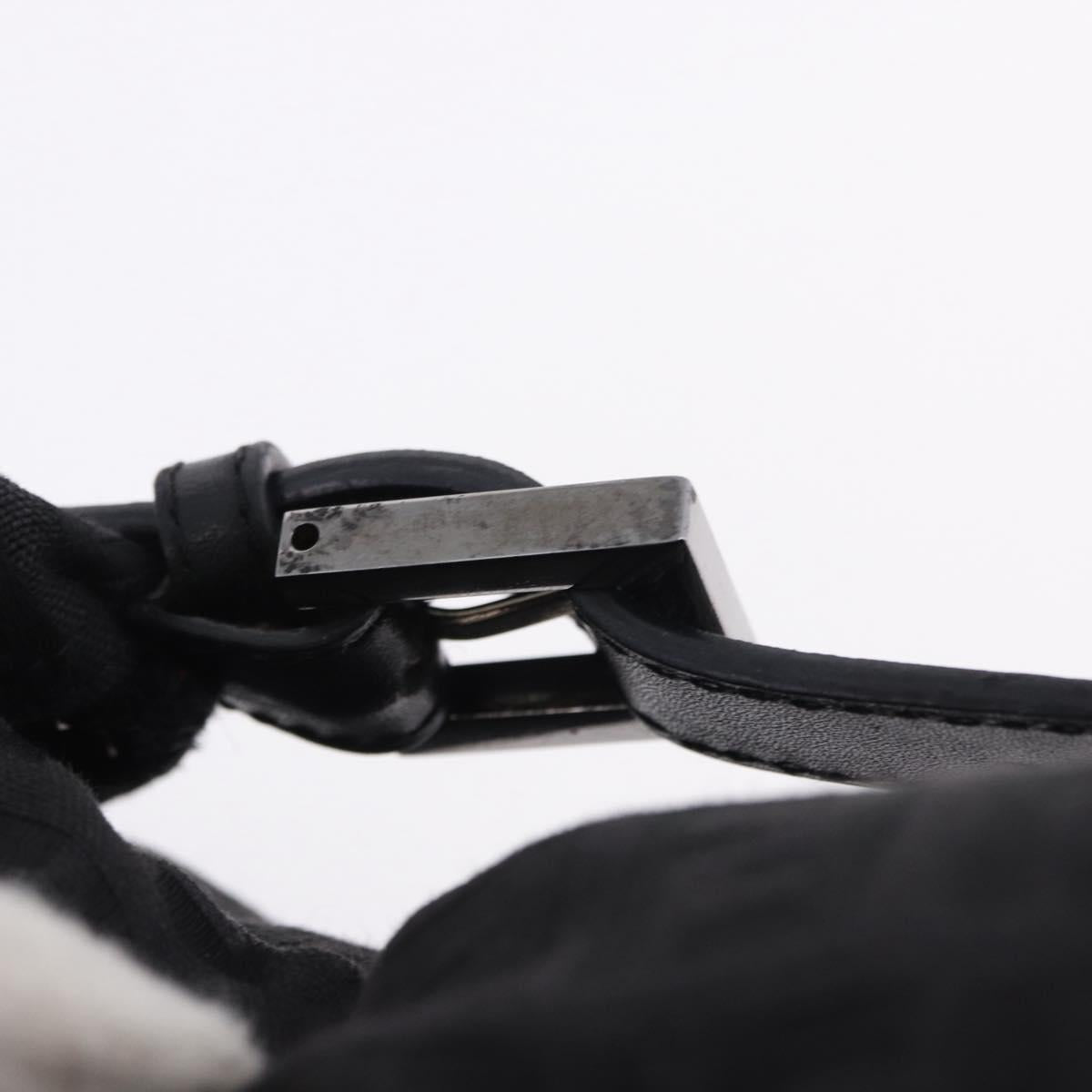 FENDI Zucchino Canvas Pouch Black Silver 7N0010 Auth 195479