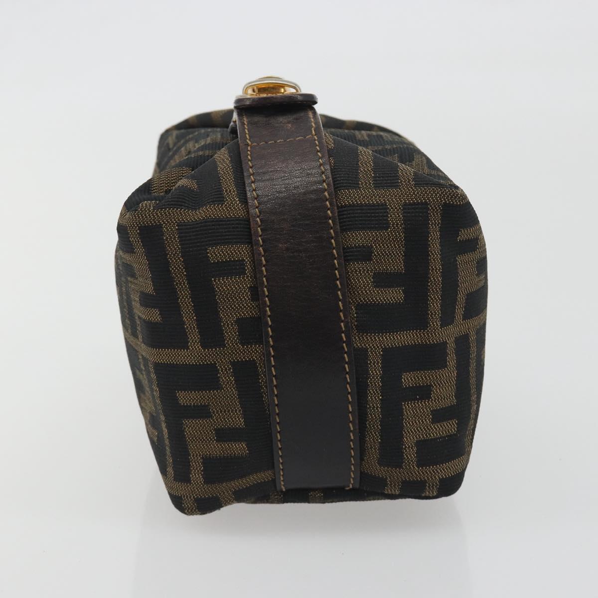 FENDI Zucca Canvas Pouch Brown Gold Tone Auth 195480