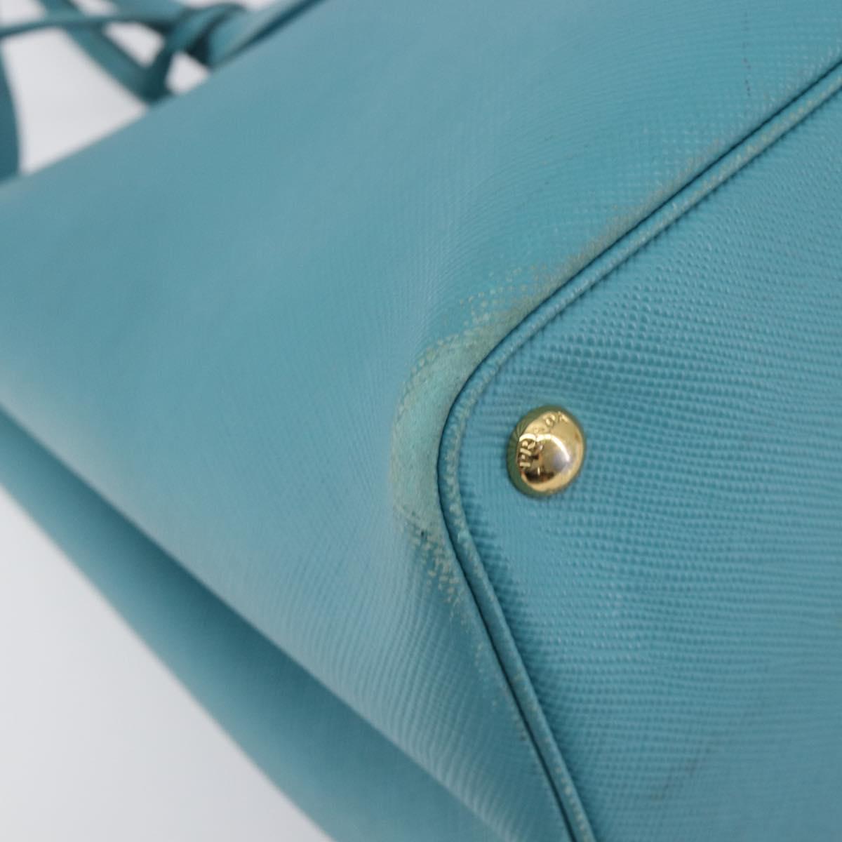 PRADA Tote Bag Saffiano leather 2way Light Blue Gold Auth 195486A