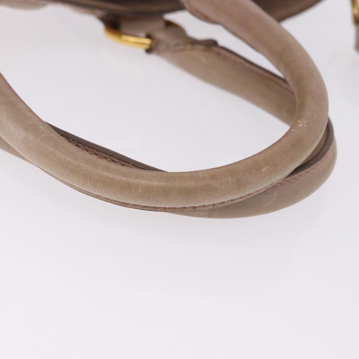 PRADA Hand Bag Leather 2way Beige Gold Tone Auth 195488
