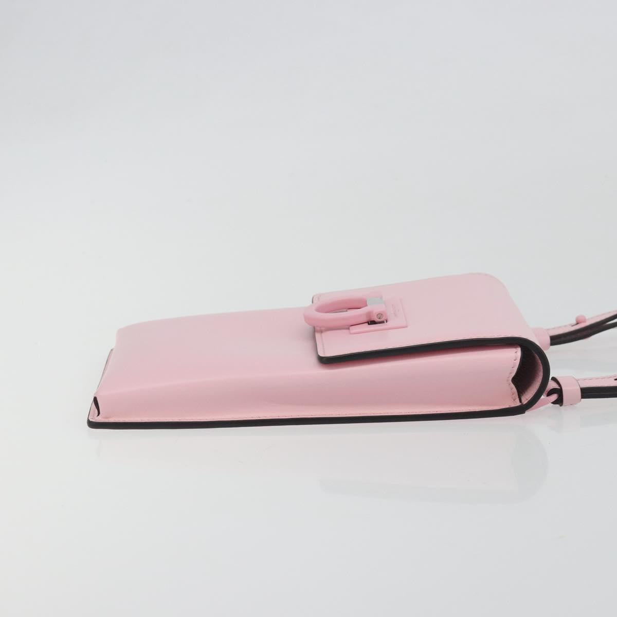 Salvatore Ferragamo Gancini Shoulder Bag Leather Pink Silver Auth 195490A