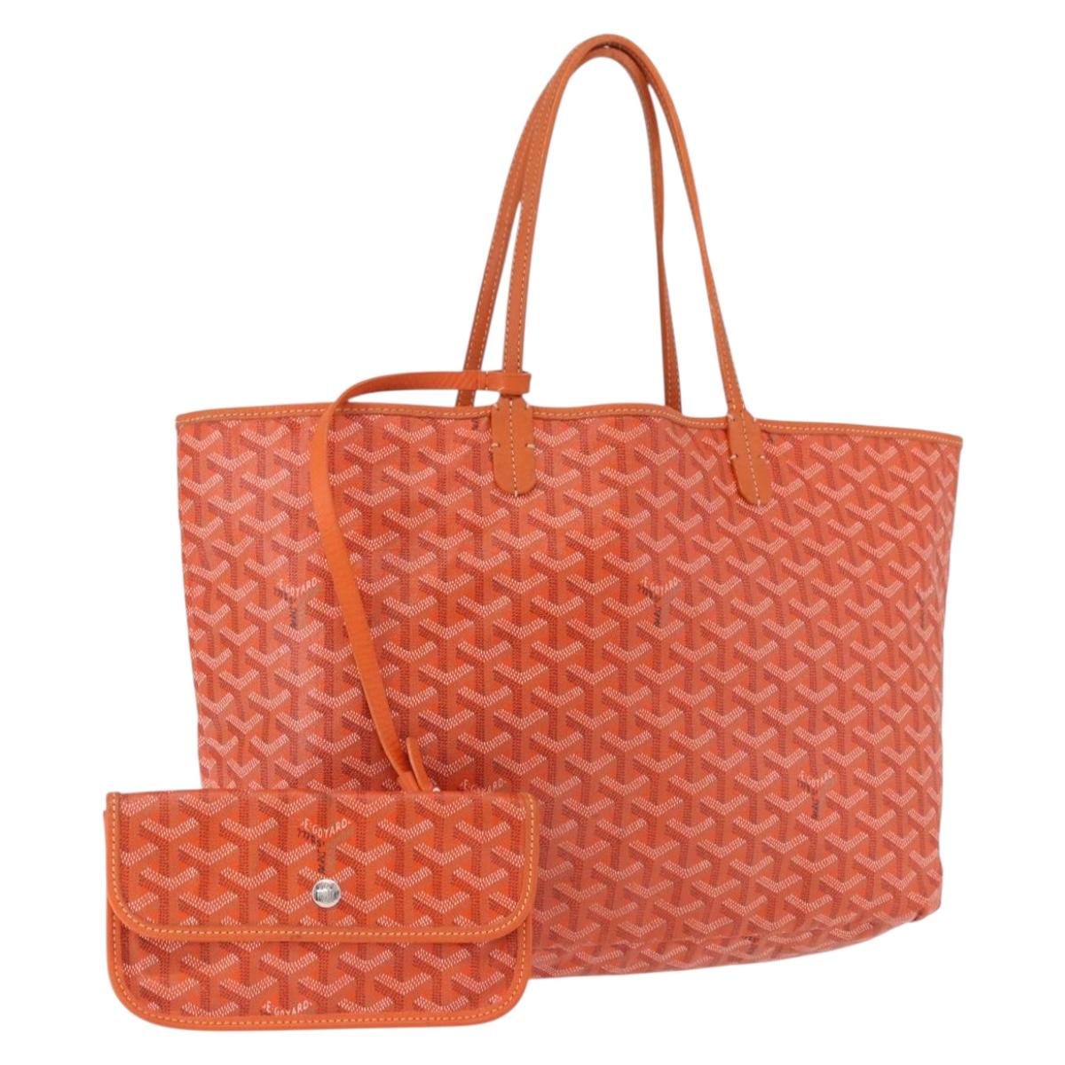 GOYARD Herringbone Saint Louis PM Tote Bag PVC Leather Orange Auth 195491