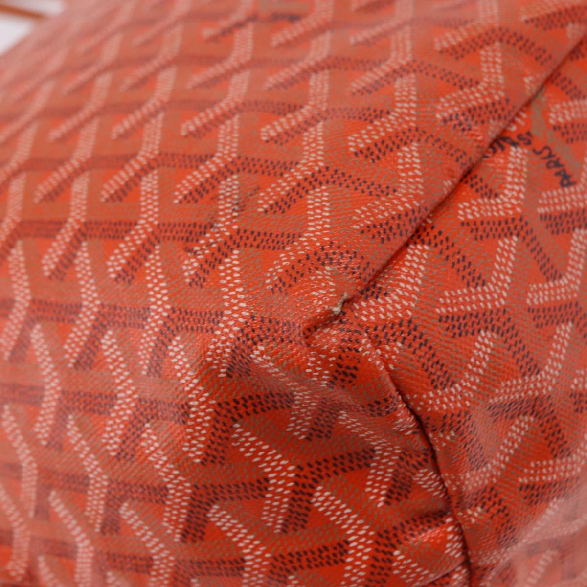 GOYARD Herringbone Saint Louis PM Tote Bag PVC Leather Orange Auth 195491