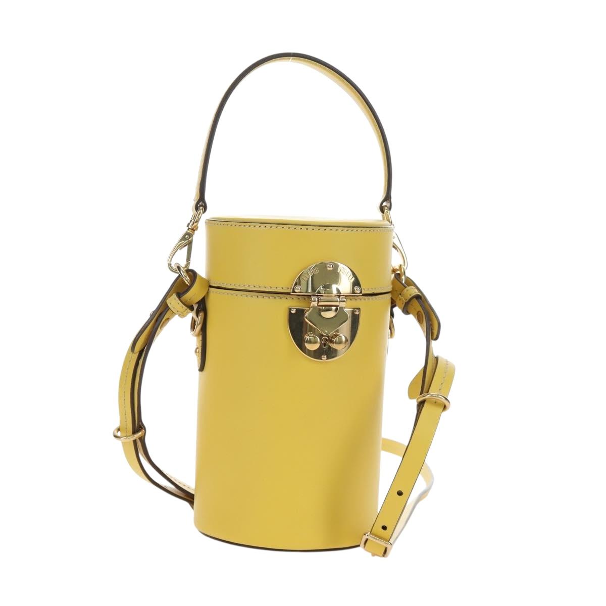 Miu Miu Hand Bag Leather 2way Yellow Gold Auth 195501V