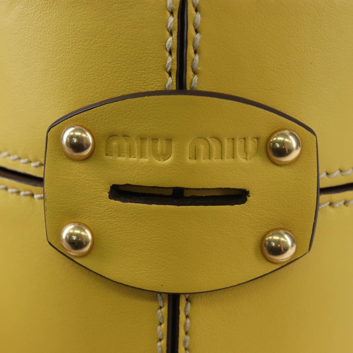 Miu Miu Hand Bag Leather 2way Yellow Gold Auth 195501V