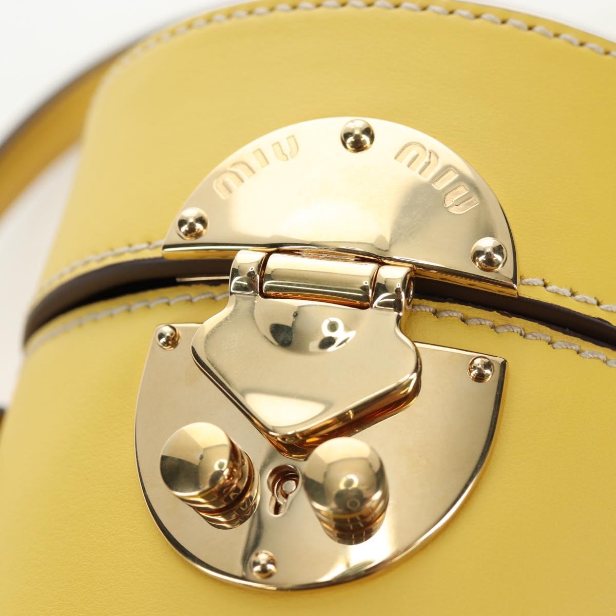 Miu Miu Hand Bag Leather 2way Yellow Gold Auth 195501V