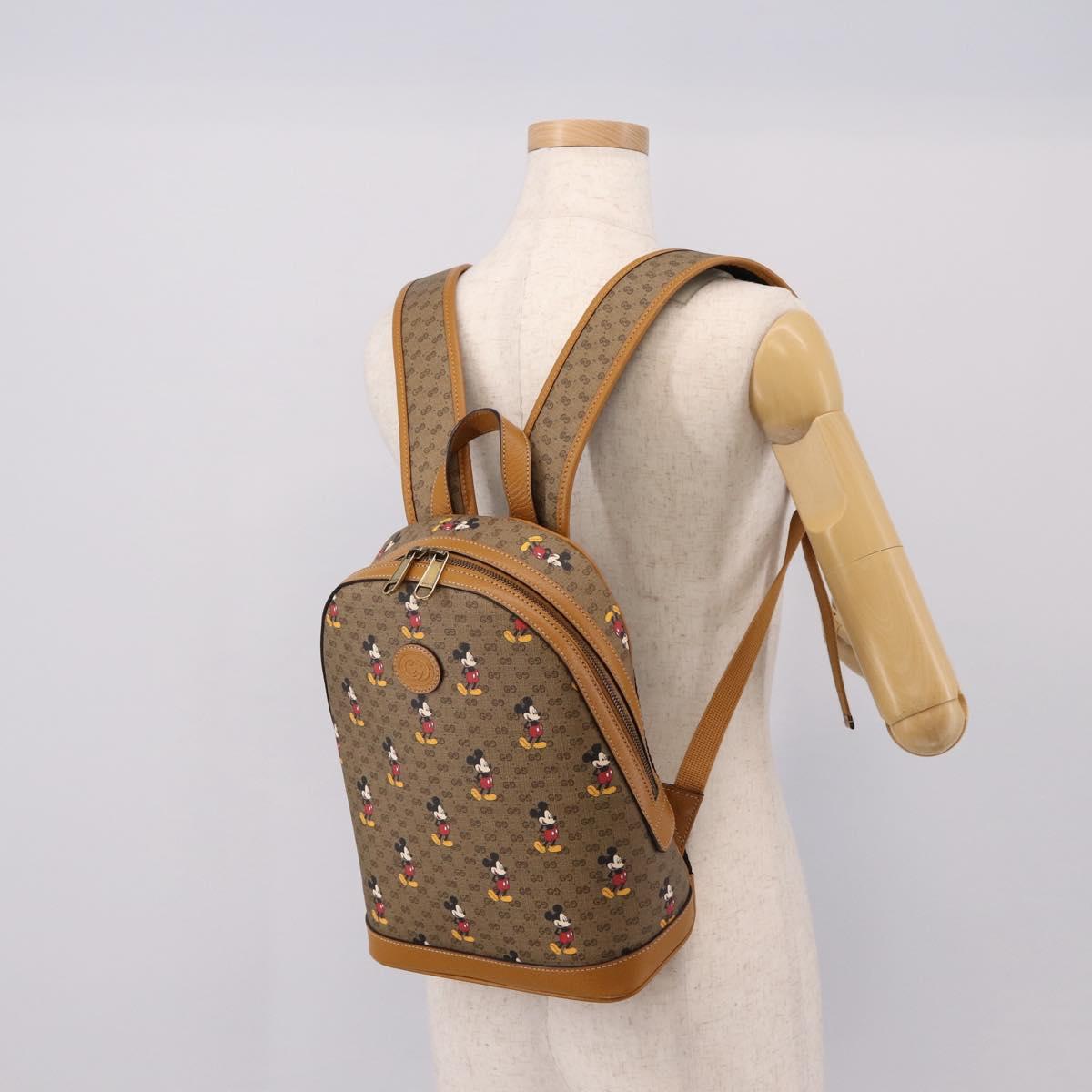 GUCCI Micro GG Supreme Disney Backpack PVC Beige Gold 552884 Auth 195502M