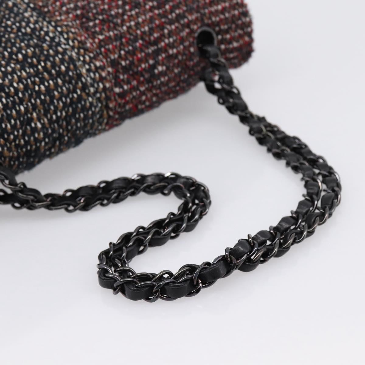 CHANEL Chain Matelasse25 Shoulder Bag Tweed Multicolor CC Auth 195503SAM