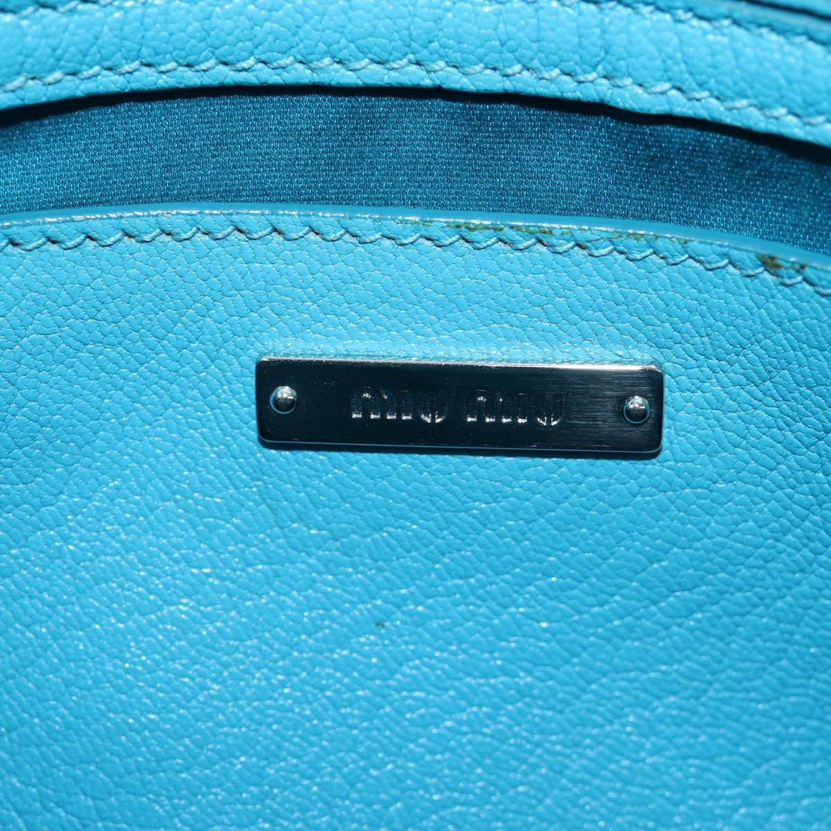 Miu Miu Tote Bag Leather 2way Blue Silver Auth 195506A