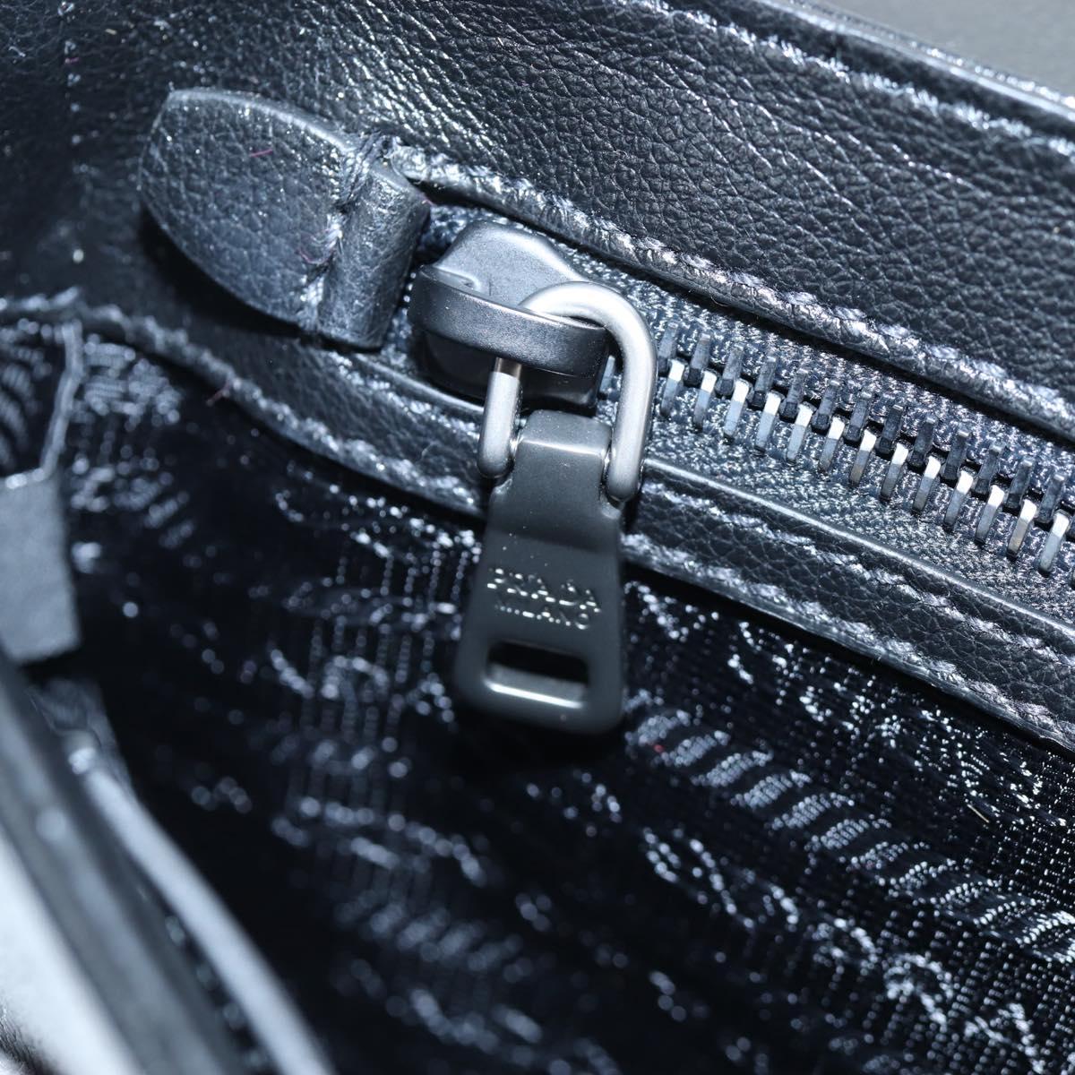 PRADA Chain Shoulder Bag Leather White Silver Auth 195508V