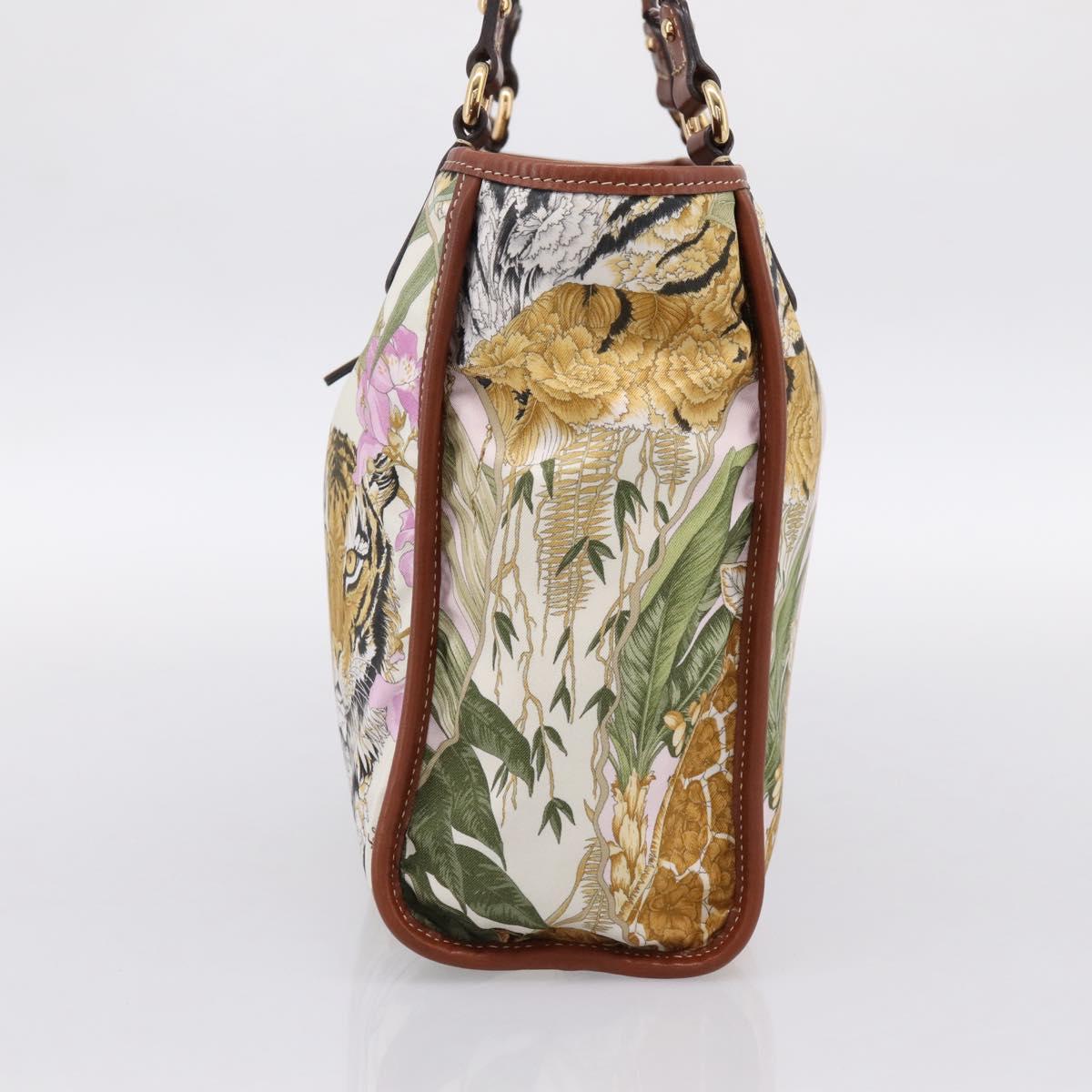 Salvatore Ferragamo Gancini Reversible Tote Bag Nylon Beige Gold Auth 195514A