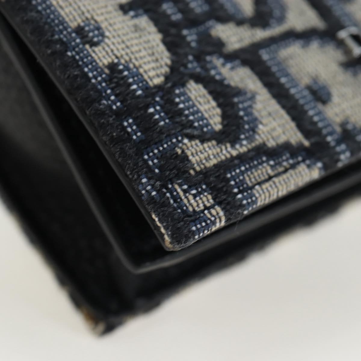 Christian Dior Trotter Canvas Shoulder Pouch Navy Silver Auth 195520V