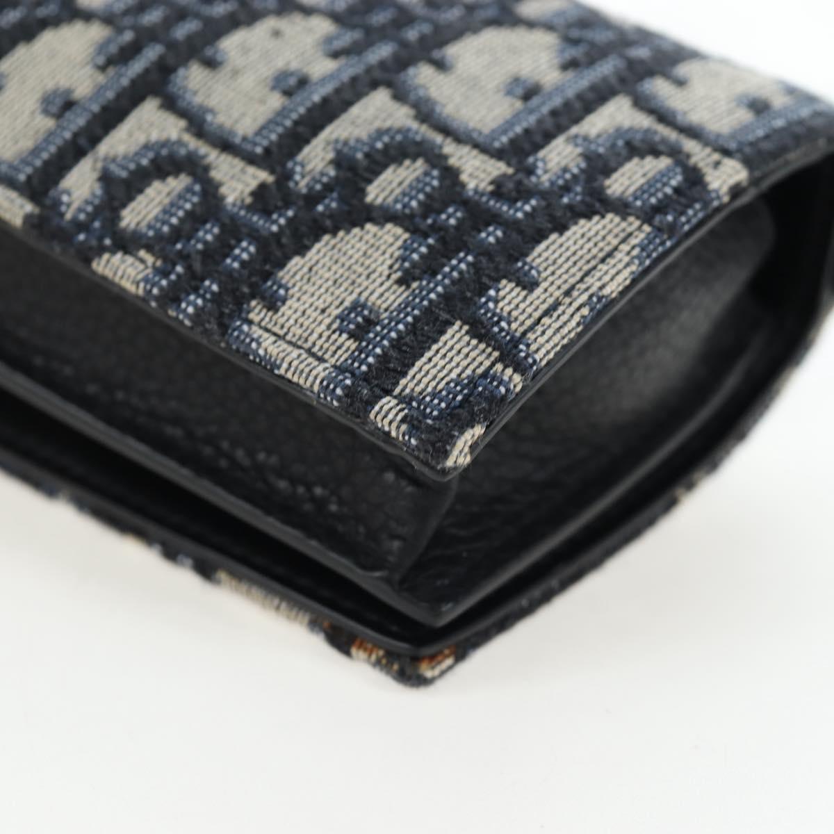 Christian Dior Trotter Canvas Shoulder Pouch Navy Silver Auth 195520V