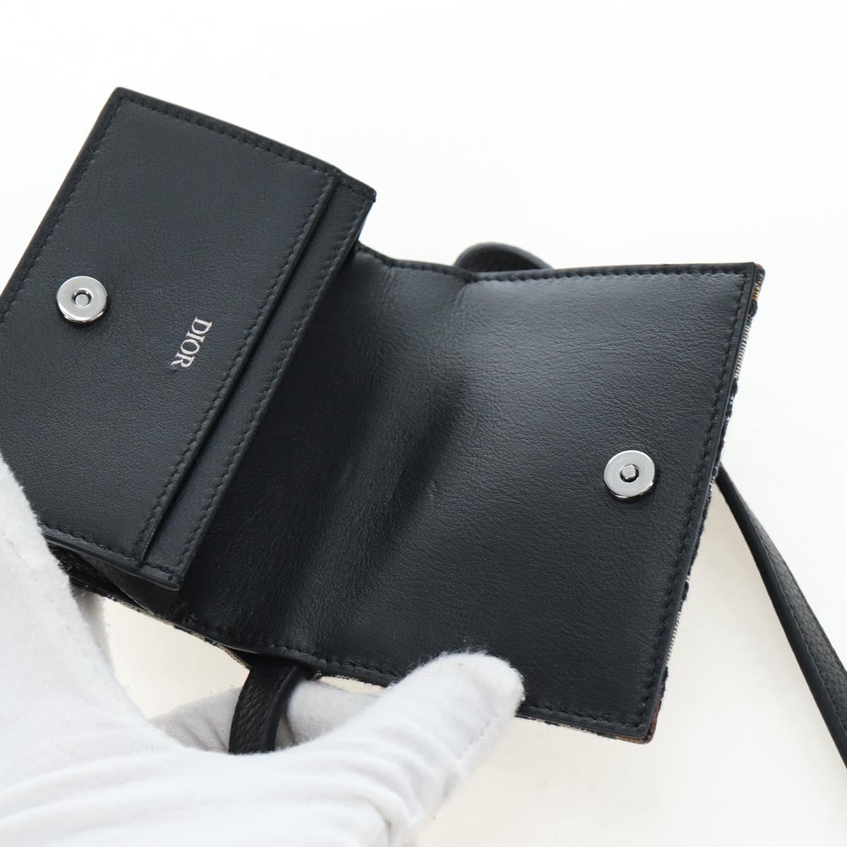 Christian Dior Trotter Canvas Shoulder Pouch Navy Silver Auth 195520V