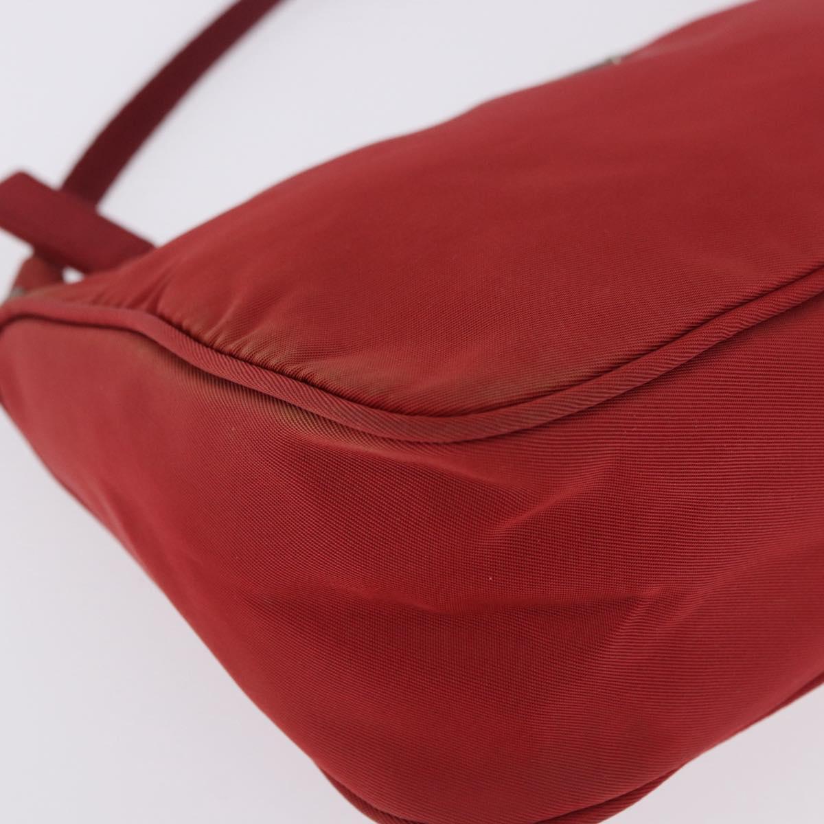 PRADA Accessory Pouch Nylon Red Silver Auth 195521A