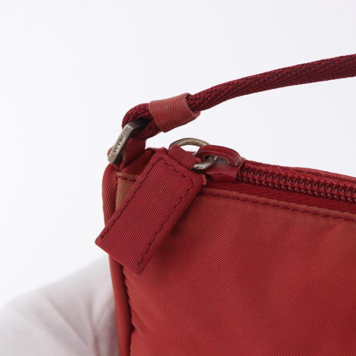 PRADA Accessory Pouch Nylon Red Silver Auth 195521A