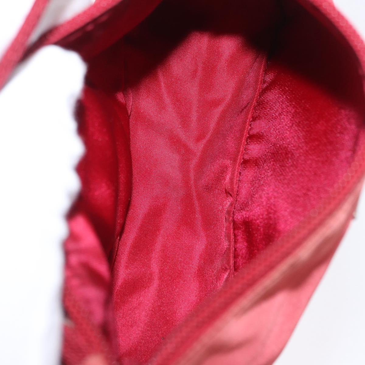PRADA Accessory Pouch Nylon Red Silver Auth 195521A