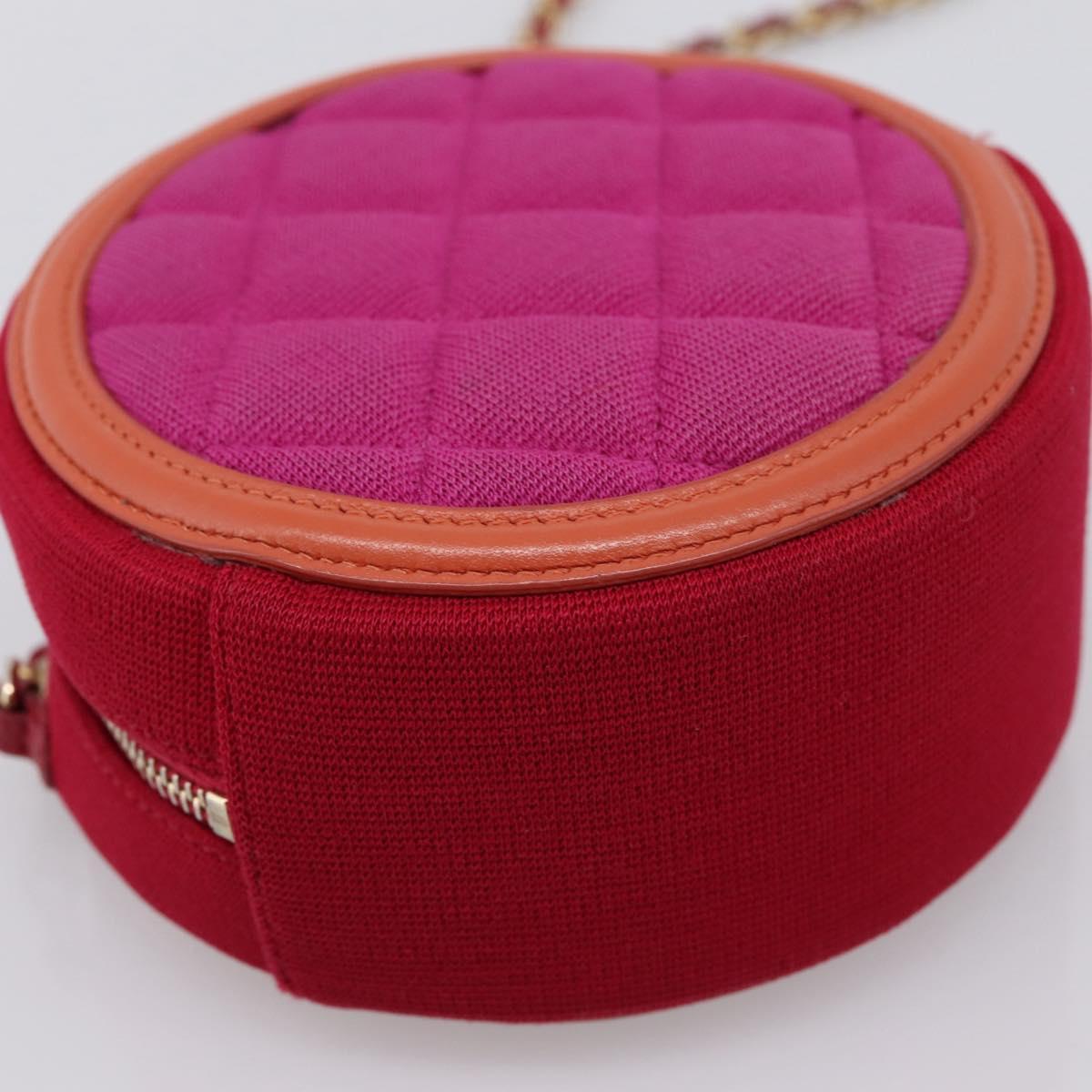 CHANEL Matelasse Chain Shoulder Bag Canvas Pink Gold CC Auth 195524M