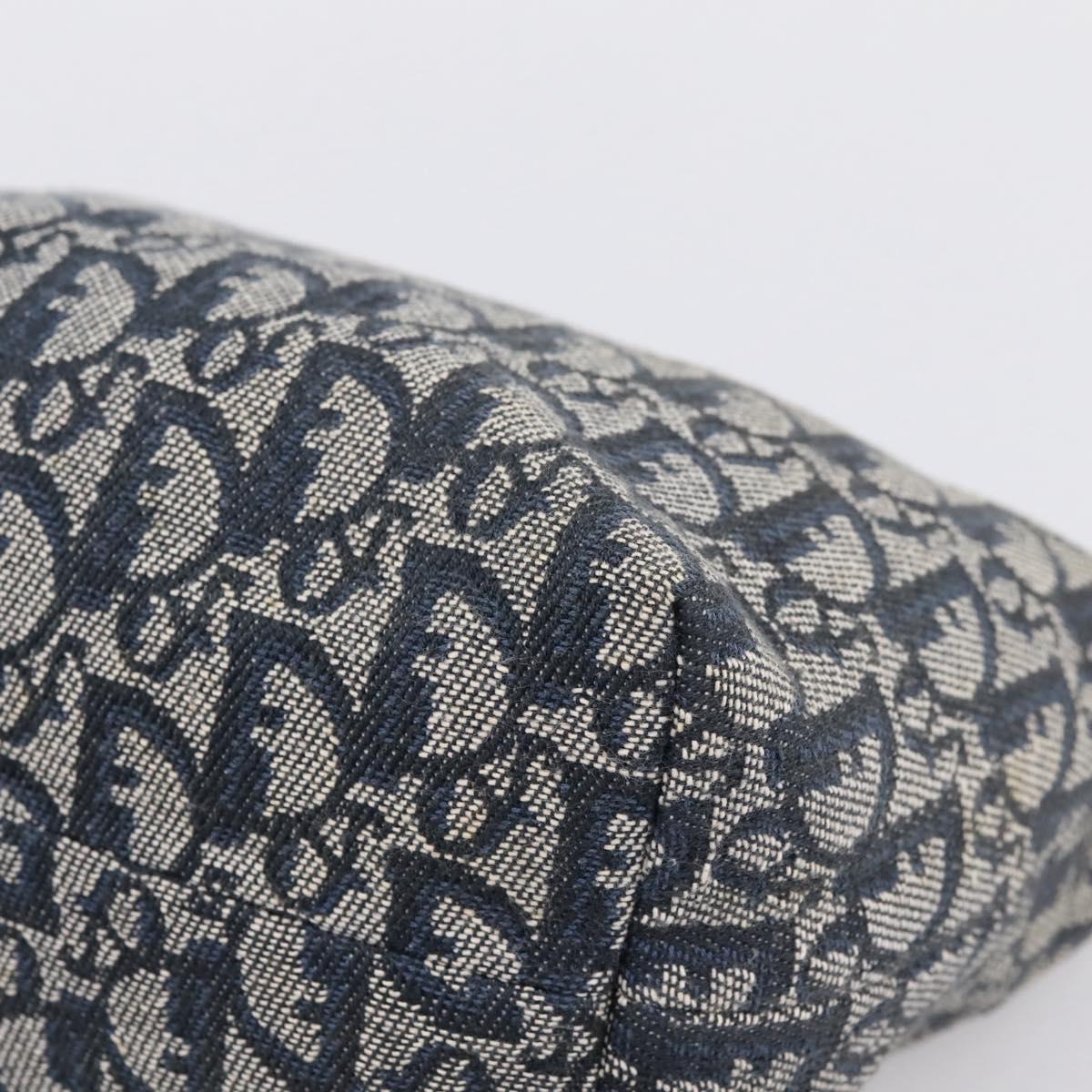 Christian Dior Trotter Canvas Accessory Pouch Navy Gold Auth 195525V