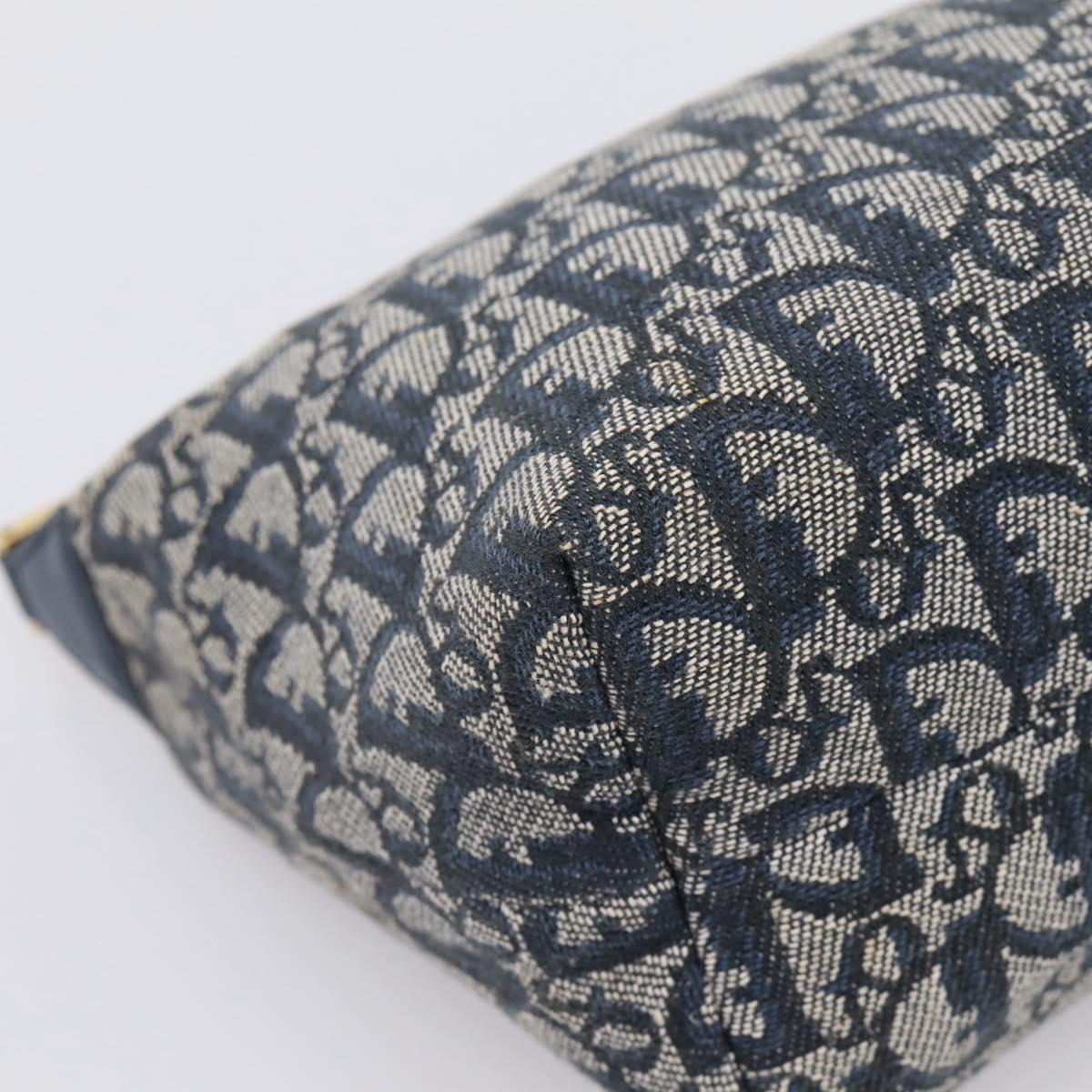 Christian Dior Trotter Canvas Accessory Pouch Navy Gold Auth 195525V