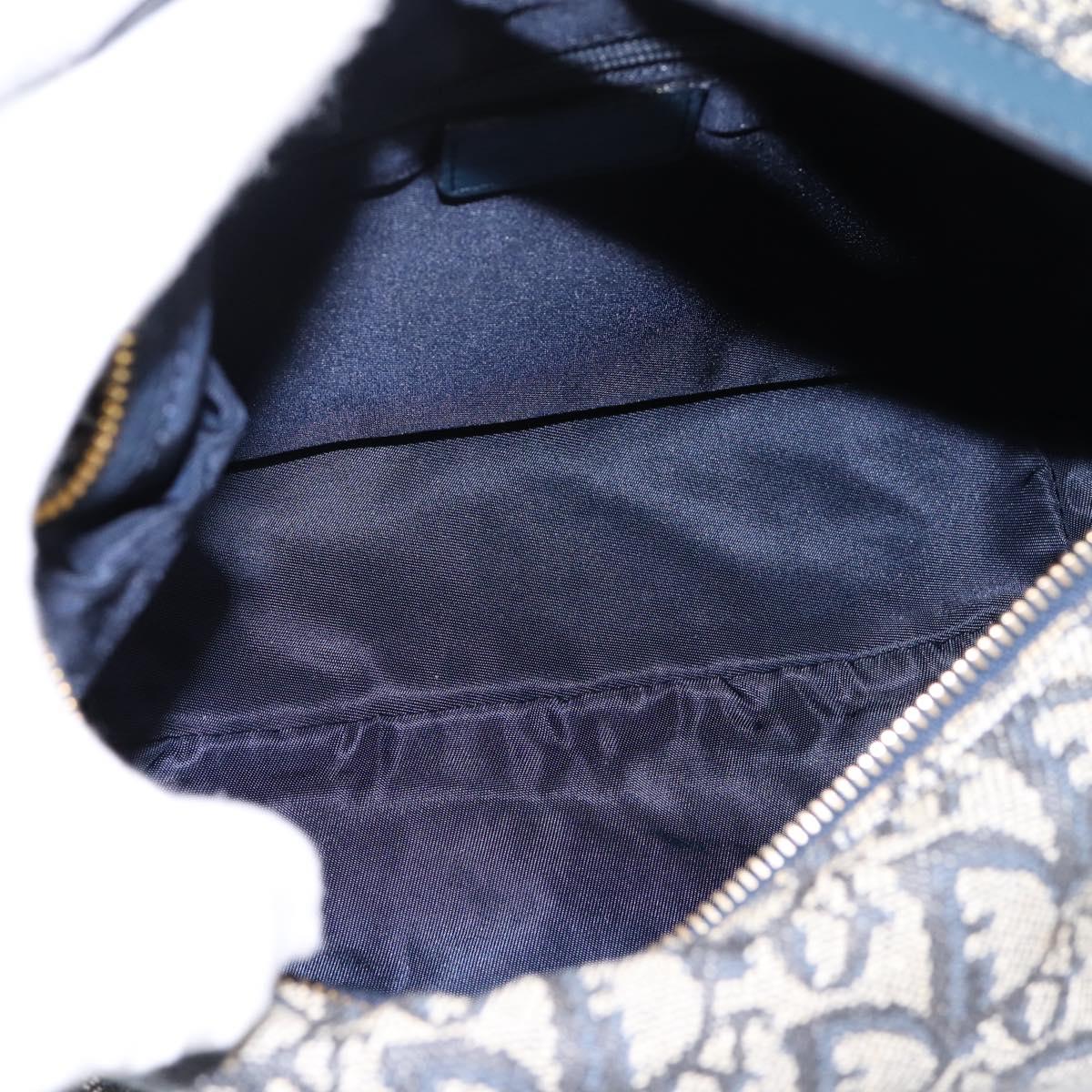 Christian Dior Trotter Canvas Accessory Pouch Navy Gold Auth 195525V