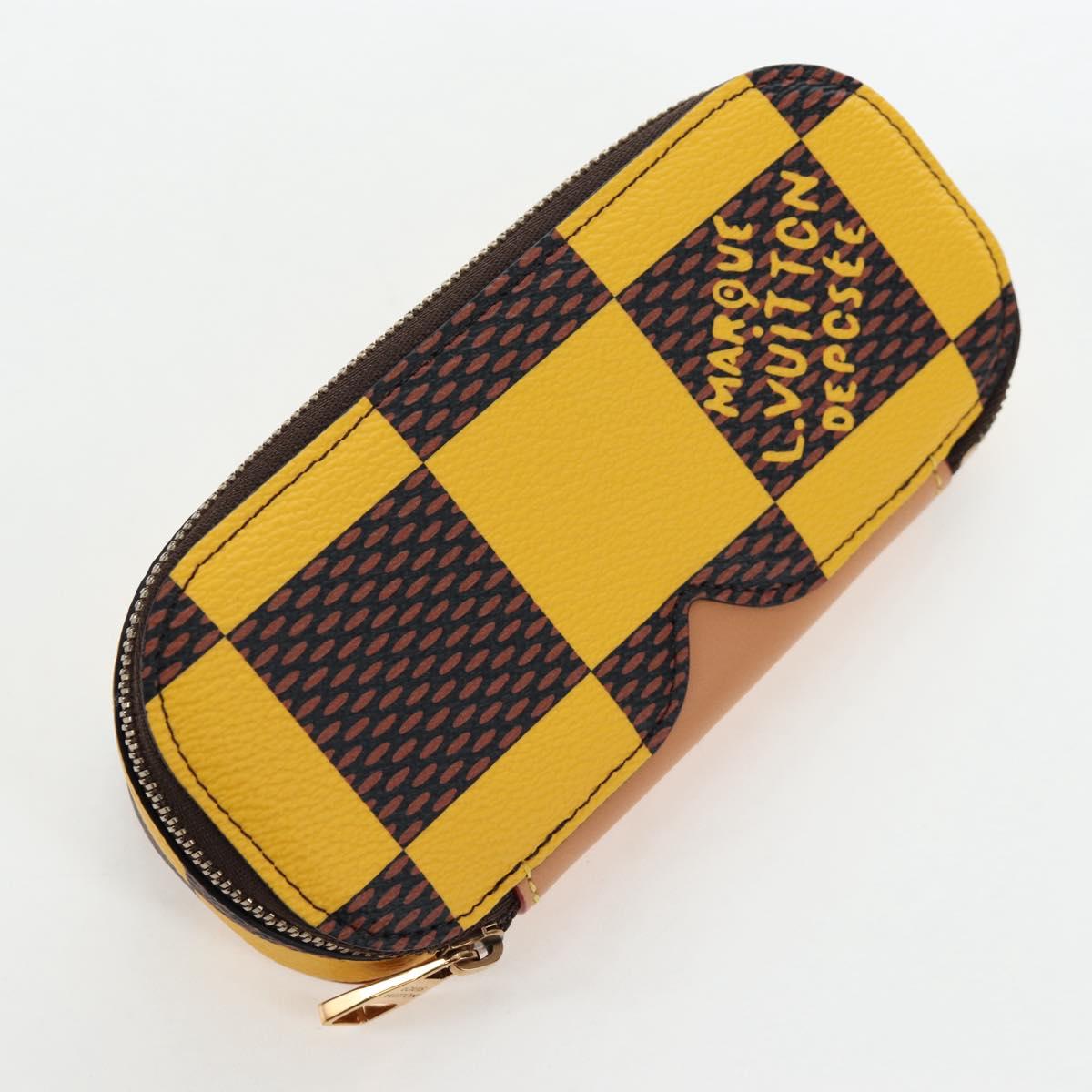LOUIS VUITTON Damier Pop Glasses Case Yellow GI1034 LV Auth 195529M