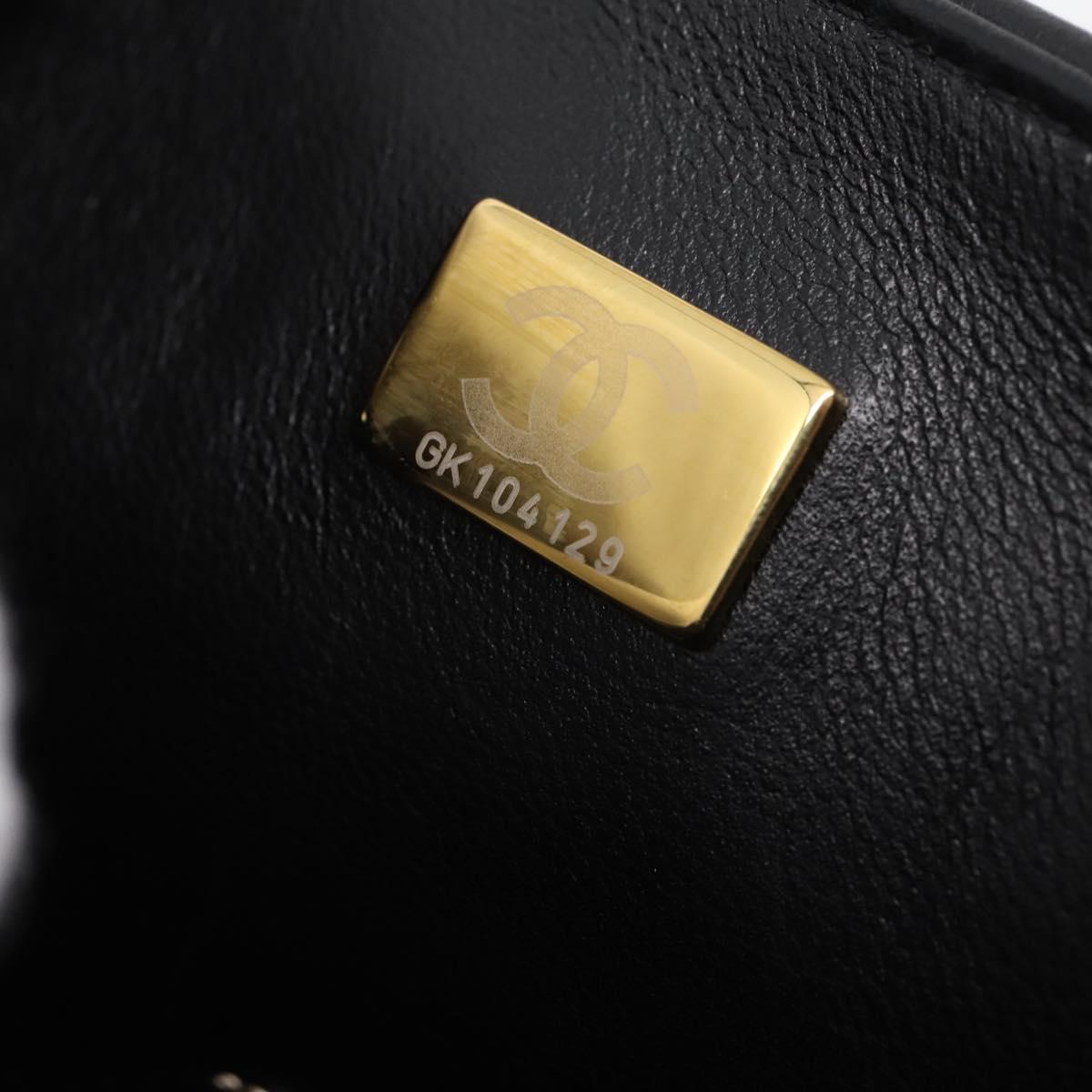 CHANEL Mini Matelasse 20 Chain Bag Lamb Skin Black Gold CC Auth 195535SM