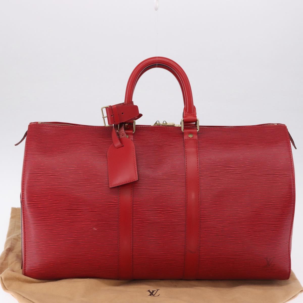 LOUIS VUITTON Epi Keepall 45 Boston Bag Red M42977 LV Auth 195542A