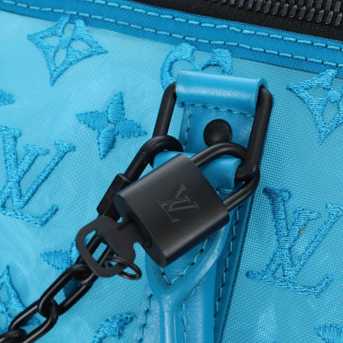 LOUIS VUITTON Monogram Mesh Keepall Triangle 50 Turquoise M45048 Auth 195543SAM