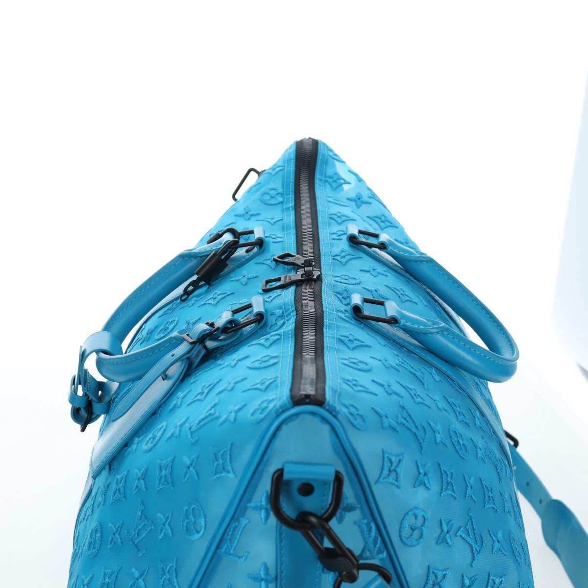 LOUIS VUITTON Monogram Mesh Keepall Triangle 50 Turquoise M45048 Auth 195543SAM