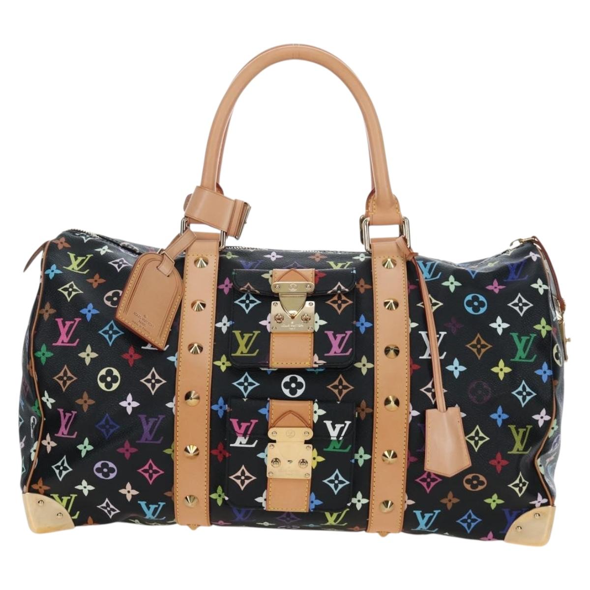 LOUIS VUITTON Monogram Multicolor Keepall 45 Bag Black M92640 Auth 195545SV