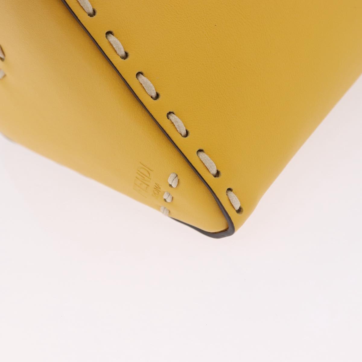 FENDI Celeria Triangle Shoulder Bag Leather Yellow Gold Tone 8BS053 Auth 195557M